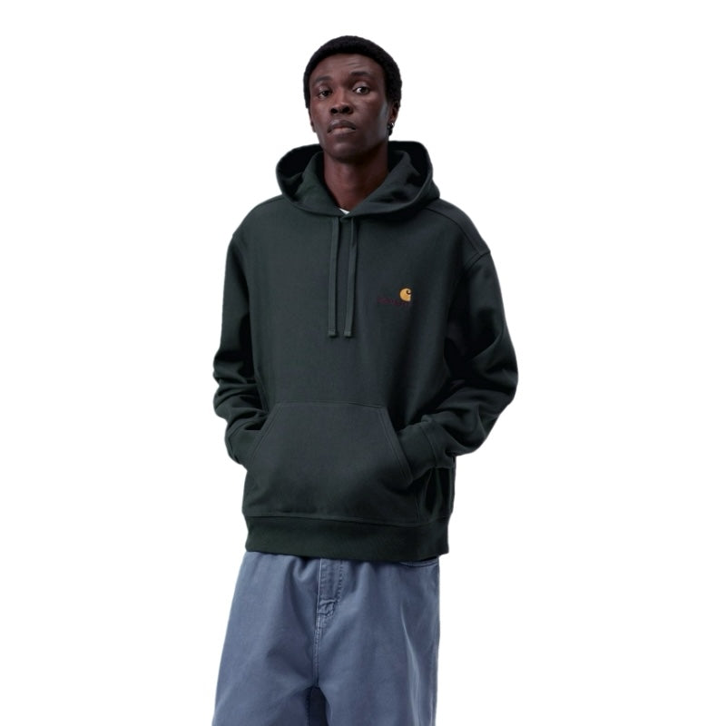 Carhartt WIP パーカー HOODED AMERICAN SCRIPT SWEAT (Raven) 着用画像 正面