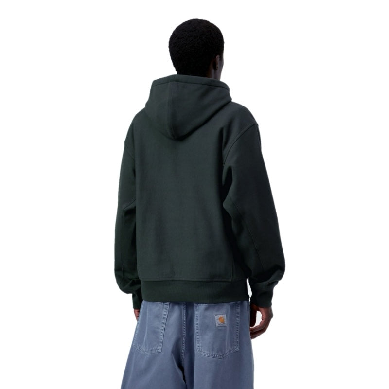 Carhartt WIP パーカー HOODED AMERICAN SCRIPT SWEAT (Raven) 着用画像 背面