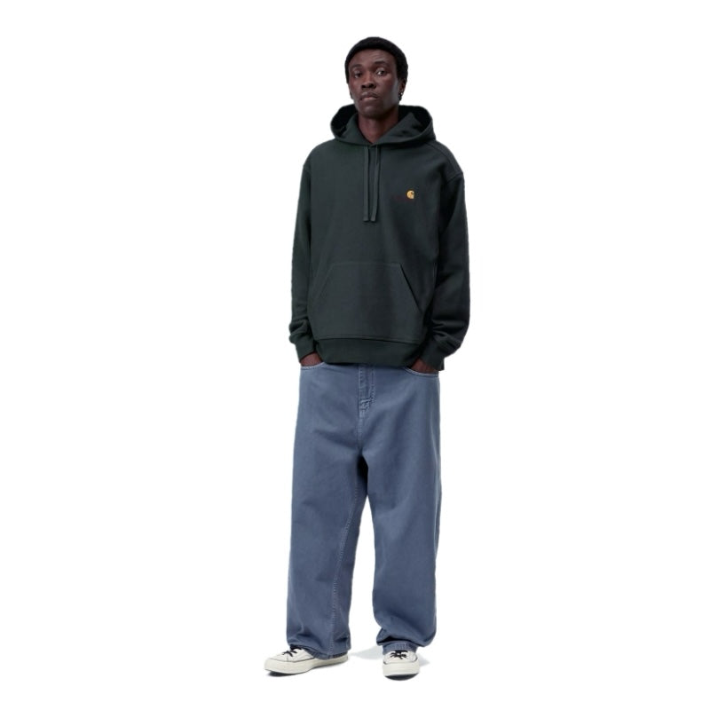 Carhartt WIP パーカー HOODED AMERICAN SCRIPT SWEAT (Raven) 着用画像 全身