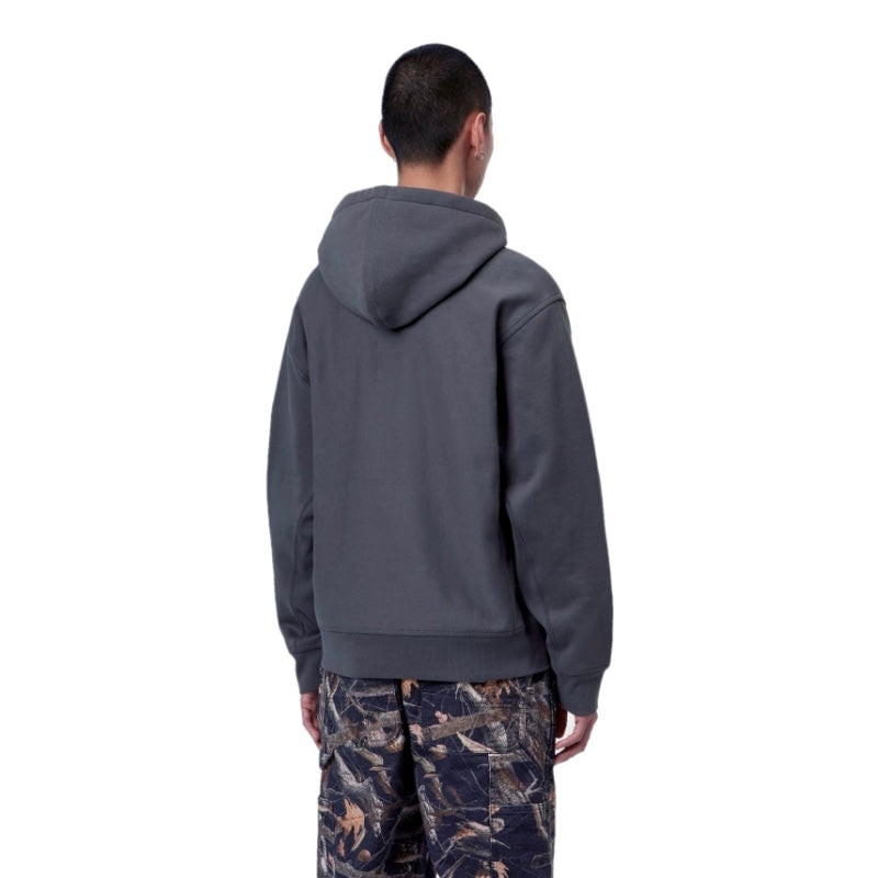Carhartt WIP パーカー HOODED AMERICAN SCRIPT SWEAT (Graphite) 着用画像 背面