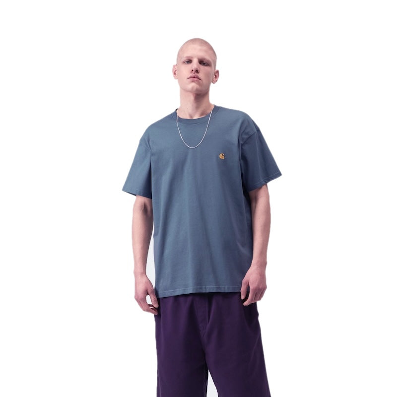 Carhartt WIP Tシャツ S/S CHASE T-SHIRT ブルー 着用画像 正面
