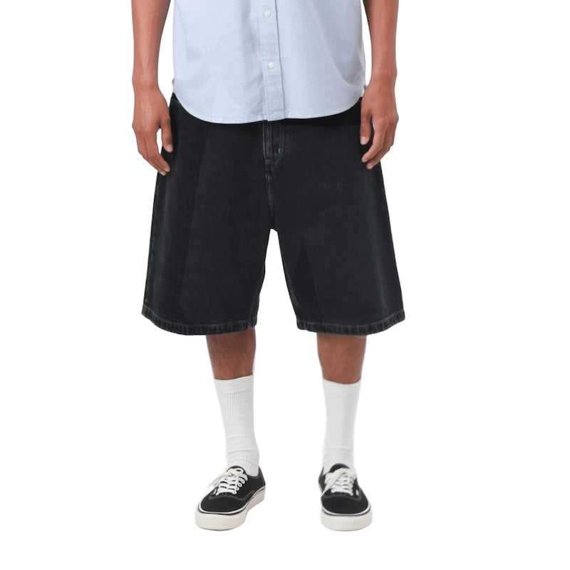Carhartt WIP ショーツ BRANDON SHORT ブラック ストーンウォッシュ 着用画像 正面