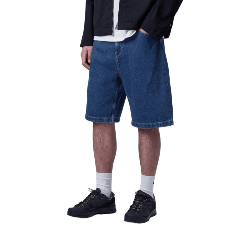Carhartt WIP ショーツ BRANDON SHORT ブルー ストーンウォッシュ 着用画像 斜め