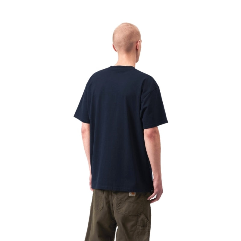 Carhartt WIP Tシャツ S/S AMERICAN SCRIPT T-SHIRT (Deep Night) 着用画像 背面