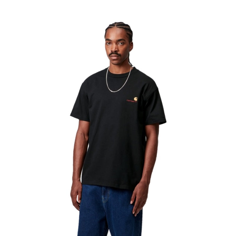 Carhartt WIP Tシャツ S/S AMERICAN SCRIPT T-SHIRT ブラック 着用画像 正面