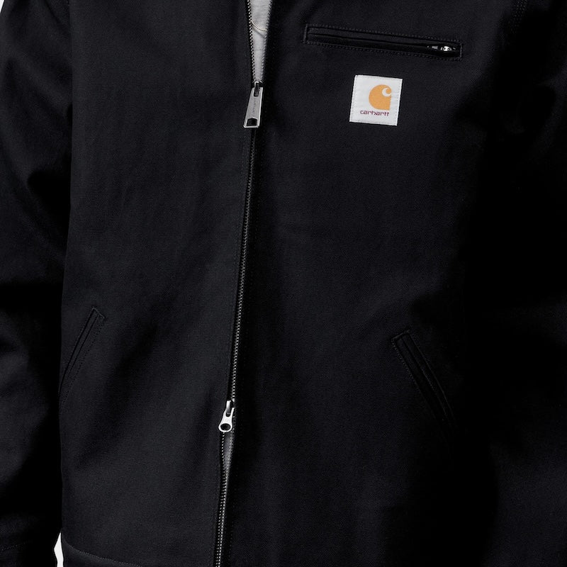 Carhartt WIP デトロイトジャケット DETROIT JACKET (Black / Black, Rigid) 着用画像 正面 クローズアップ