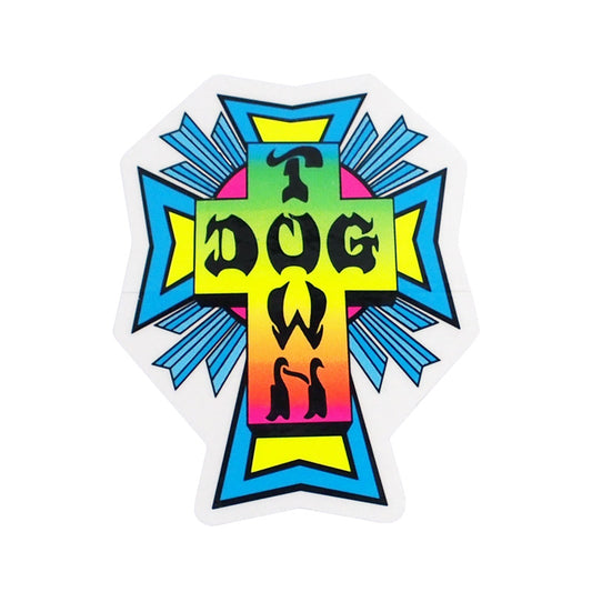 DOGTOWN　ステッカー　"80s CROSS LOGO STICKER - 4""　(Neon)
