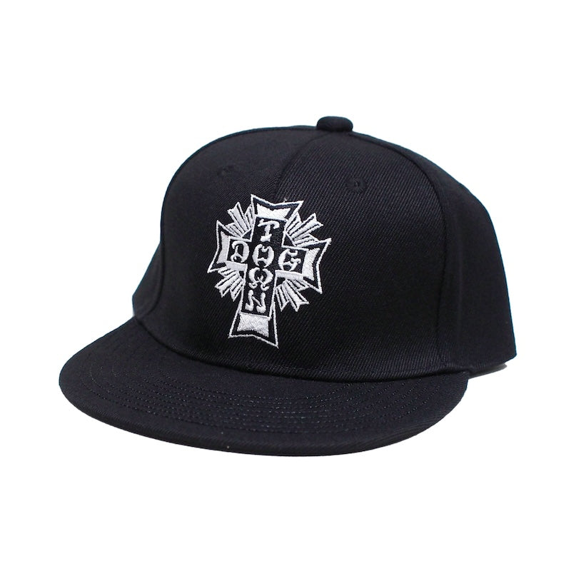 DOGTOWN　キャップ　"CROSS LOGO FLAT SNAPBACK CAP"　(Black / White)