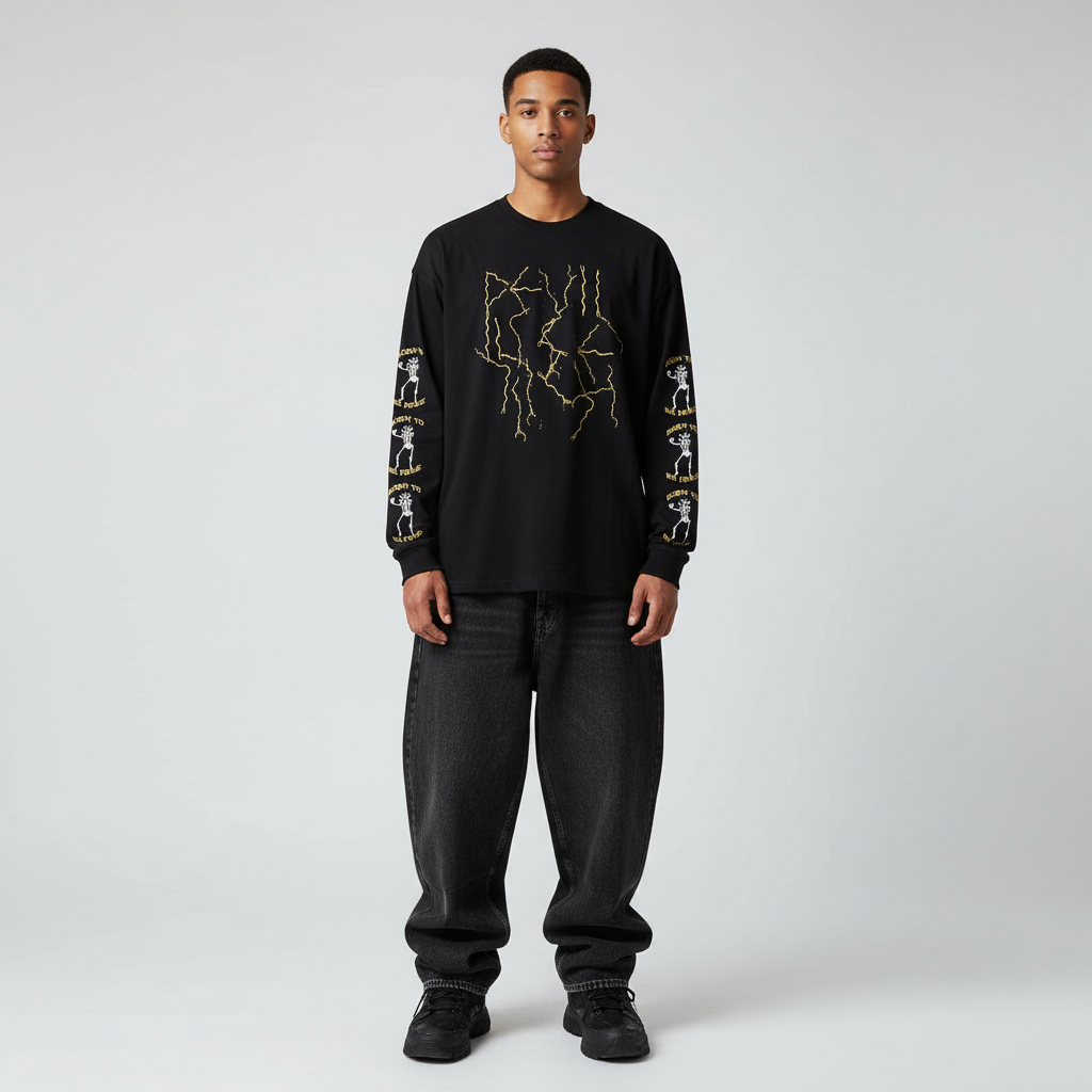 Deviluse　L/STシャツ　"LIGHTNING L/S TEE"　(Black)