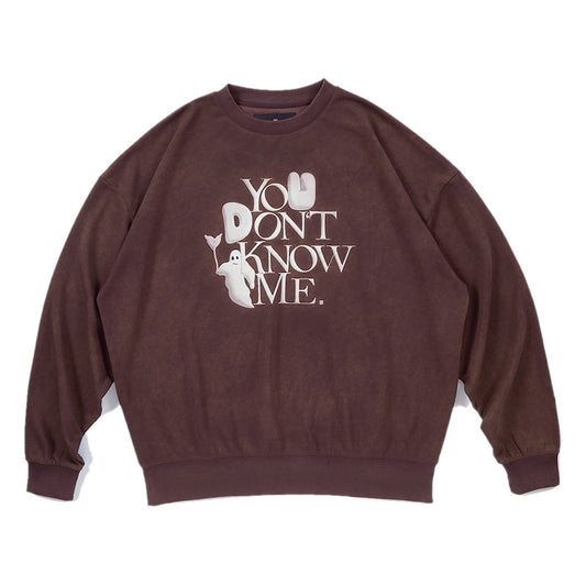 Deviluse　クルースウェット　"YOU DON'T KNOW ME CREWNECK SWEAT"　(Washed Brown)