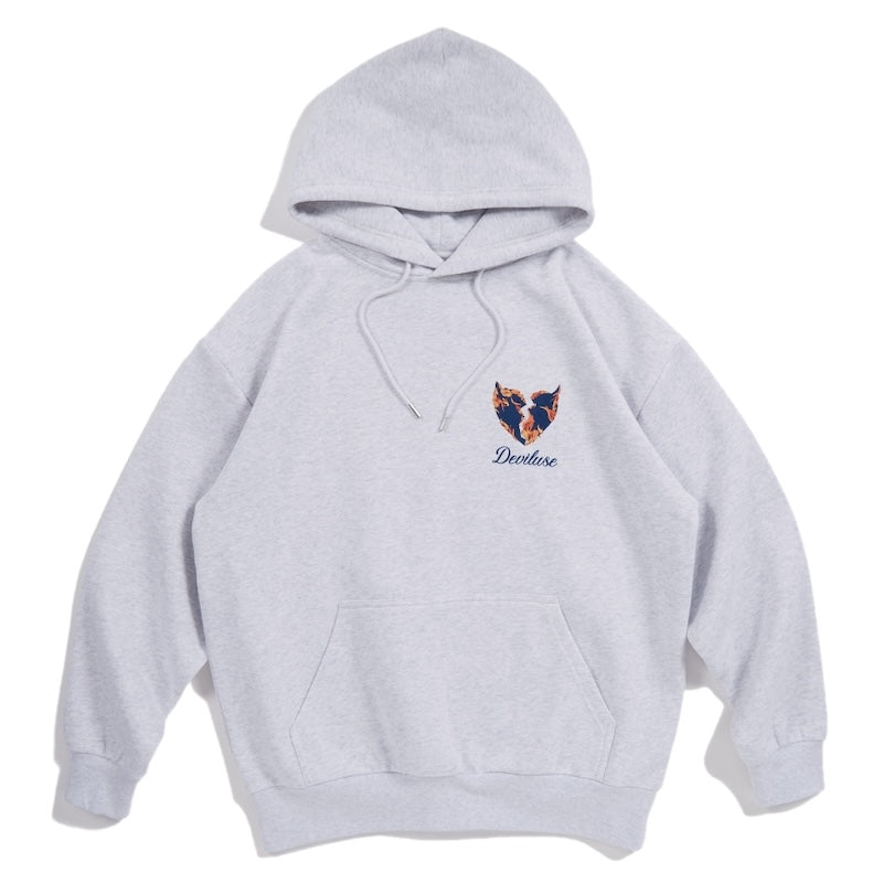 Deviluse パーカー FLAME HEART PULLOVER HOODED グレー 正面