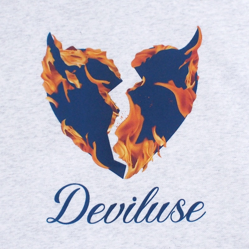 Deviluse パーカー FLAME HEART PULLOVER HOODED グレー グラフィック