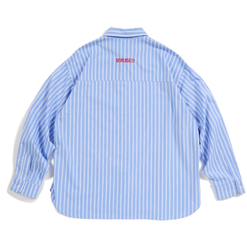 Deviluse L/Sシャツ STRIPE SHIRTS ブルー 背面