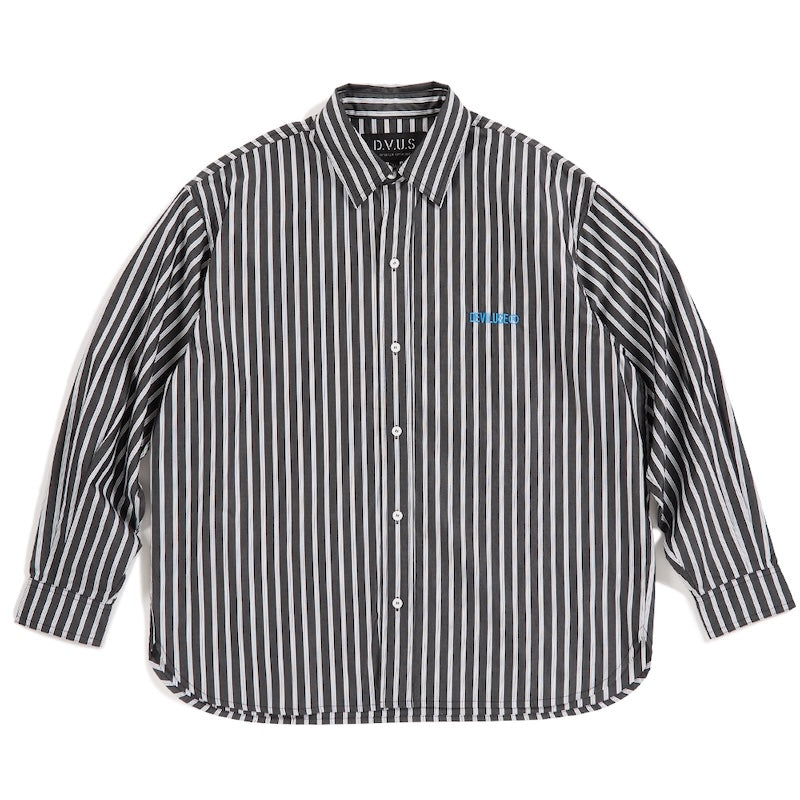 Deviluse L/Sシャツ STRIPE SHIRTS ブラック 正面