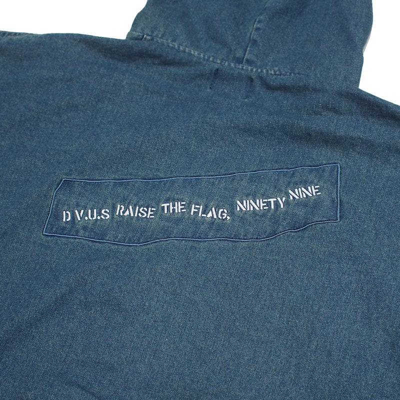Deviluse ジャケット DENIM ZIP HOODIE インディゴ 背面 刺繍