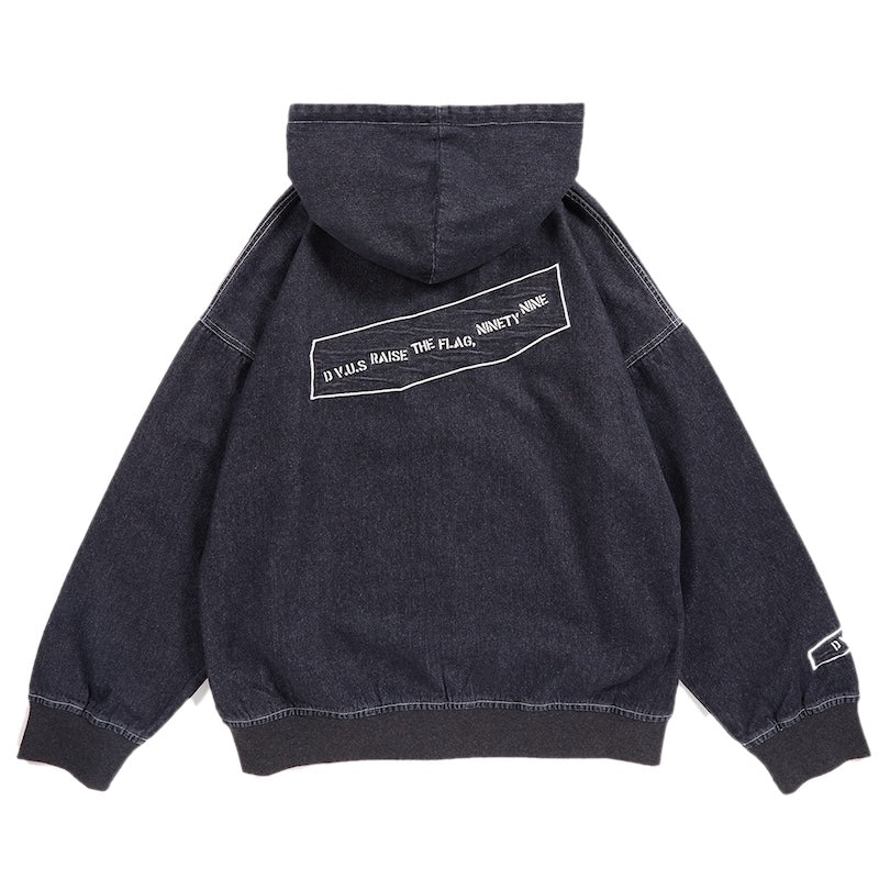 Deviluse ジャケット DENIM ZIP HOODIE ブラック 背面