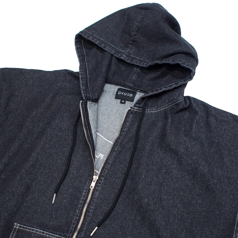 Deviluse デニムジップフーディー DENIM ZIP HOODIE ブラック