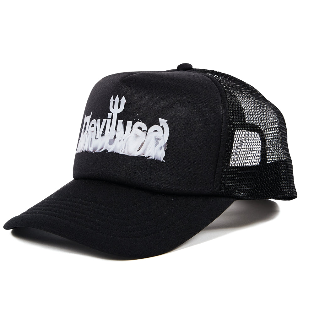 Deviluse メッシュキャップ FLAME LOGO MESH CAP ブラック 商品画像 斜め