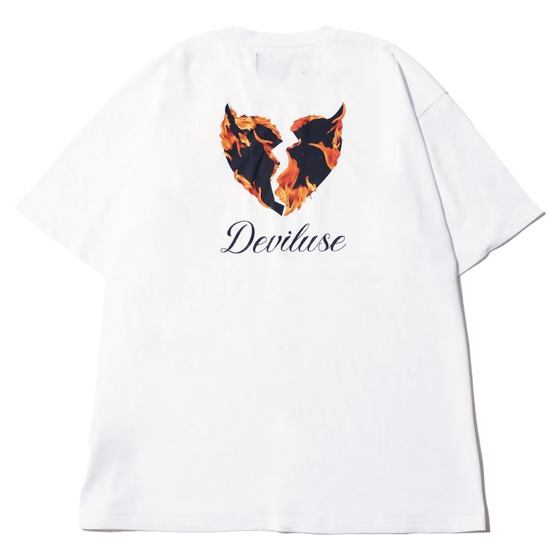 Deviluse Tシャツ FLAME HEART TEE ホワイト 商品画像 背面