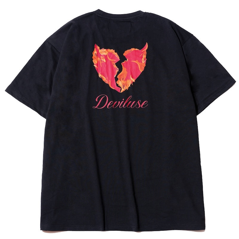 Deviluse Tシャツ FLAME HEART TEE ブラック 商品画像 背面