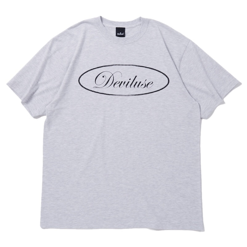 Deviluse Tシャツ OVAL SCRIPT LOGO TEE アッシュグレー 商品画像 正面