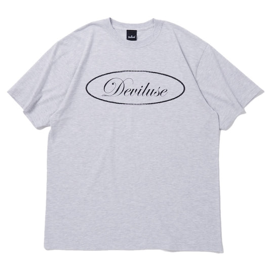 Deviluse Tシャツ OVAL SCRIPT LOGO TEE アッシュグレー 商品画像 正面