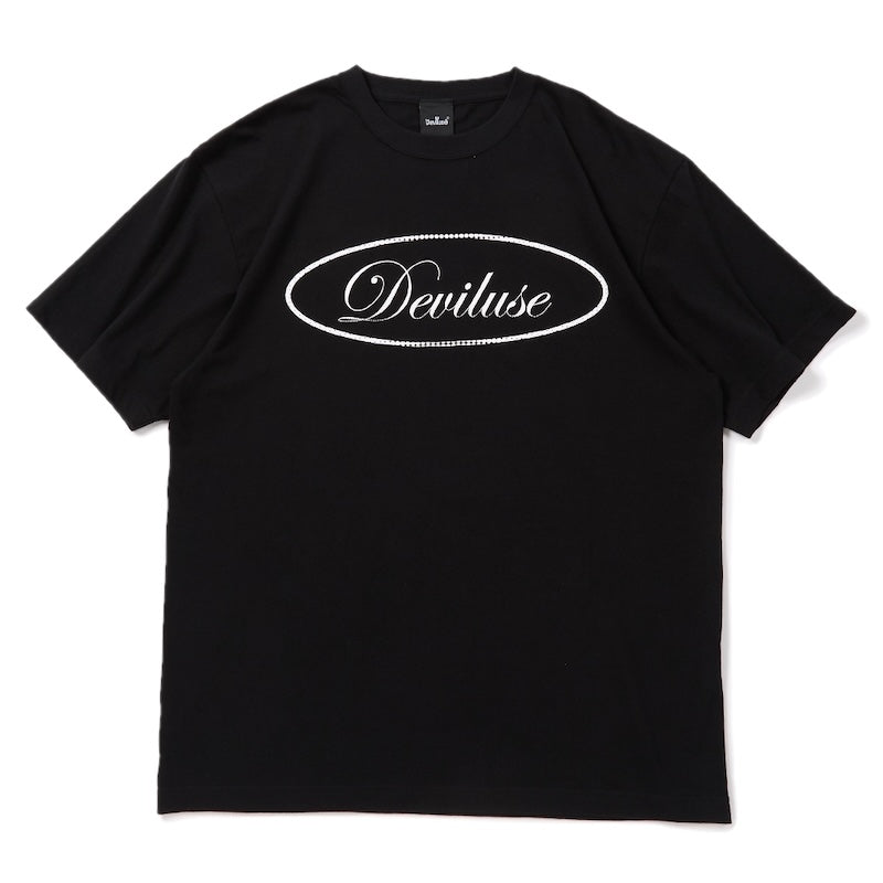 Deviluse Tシャツ OVAL SCRIPT LOGO TEE ブラック 商品画像 正面