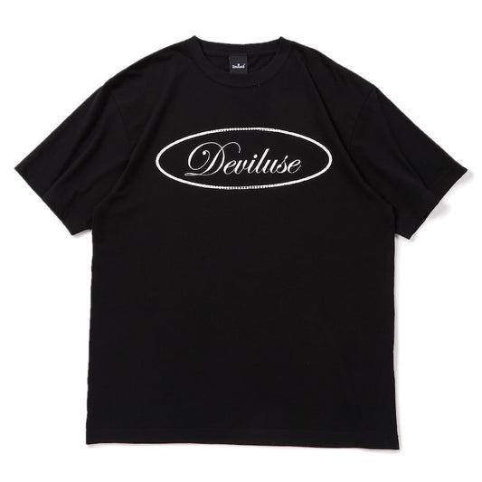 Deviluse Tシャツ OVAL SCRIPT LOGO TEE ブラック 商品画像 正面