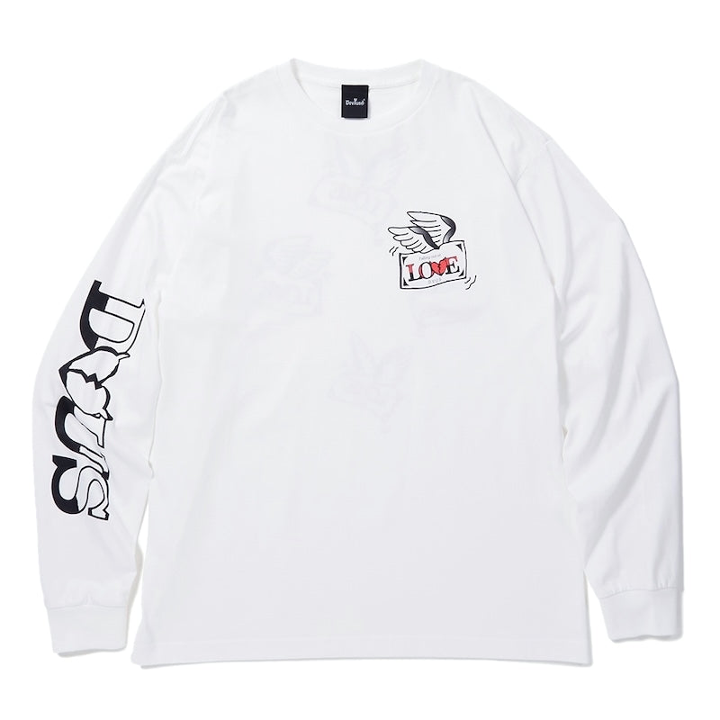 Deviluse L/STシャツ FALLING OUT OF LOVE L/S TEE ホワイト 商品画像 正面