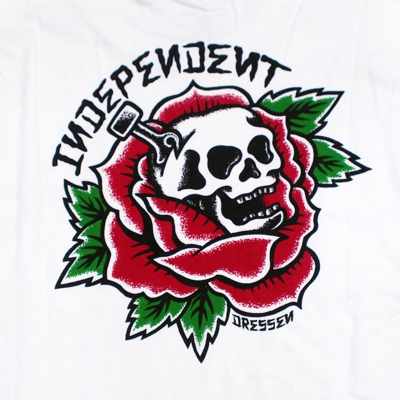 INDEPENDENT Tシャツ DRESSEN SKULL ROSE TEE ホワイト | ストリート