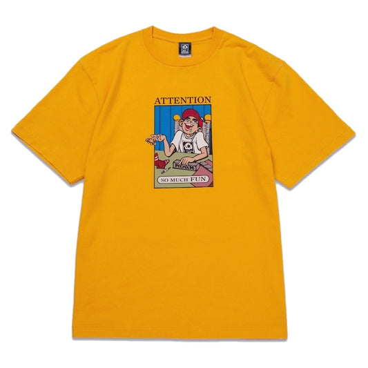 MxMxM Tシャツ YUBISUKE CHUDOKU TEE (WASHED BODY) イエロー 商品画像 正面