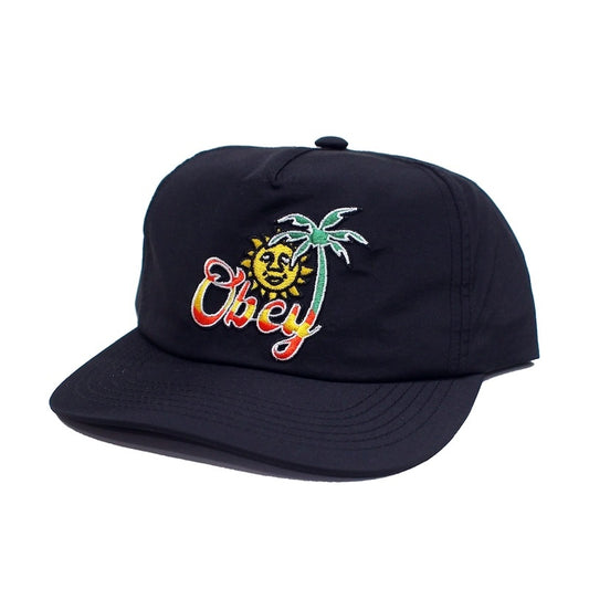 OBEY　キャップ　"TROPICAL 5 PANEL NYLON SNAPBACK CAP"　(Black)