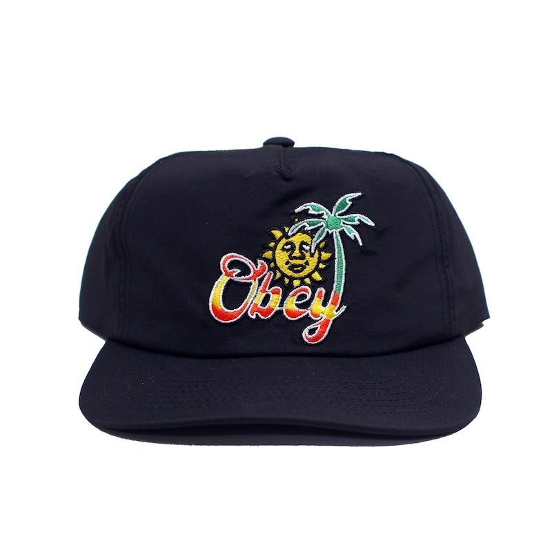 OBEY　キャップ　"TROPICAL 5 PANEL NYLON SNAPBACK CAP"　(Black)