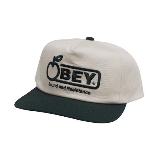 OBEY　キャップ　"SOUND TWILL 5 PANEL SNAPBACK CAP"　(Unbleached Multi)