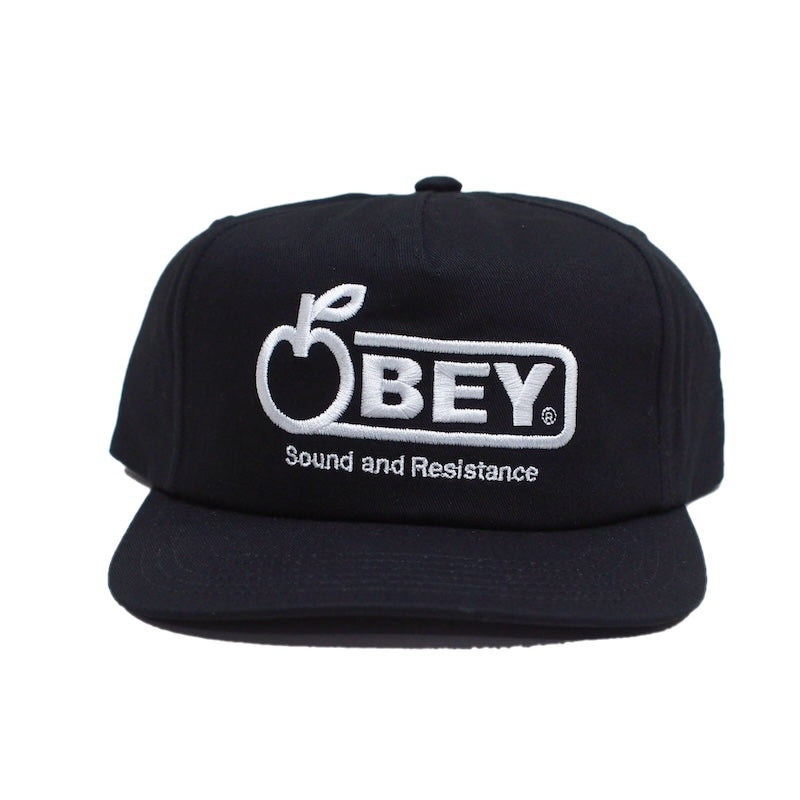 OBEY　キャップ　"SOUND TWILL 5 PANEL SNAPBACK CAP"　(Black)