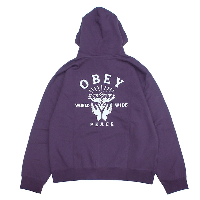 OBEY　パーカー　"OBEY LOTUS WITH HANDS PREMIUM HOOD"　(Plum Perfect)