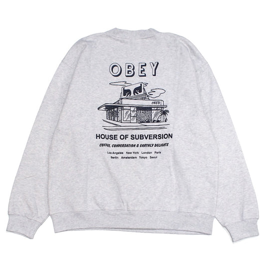 OBEY　クルースウェット　"HOUSE OF SUBVERSION PREMIUM CREWNECK SWEAT"　(Heather Gray)