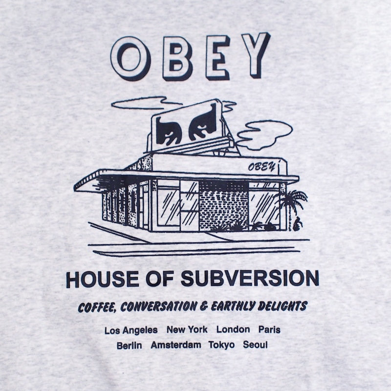 OBEY　クルースウェット　"HOUSE OF SUBVERSION PREMIUM CREWNECK SWEAT"　(Heather Gray)