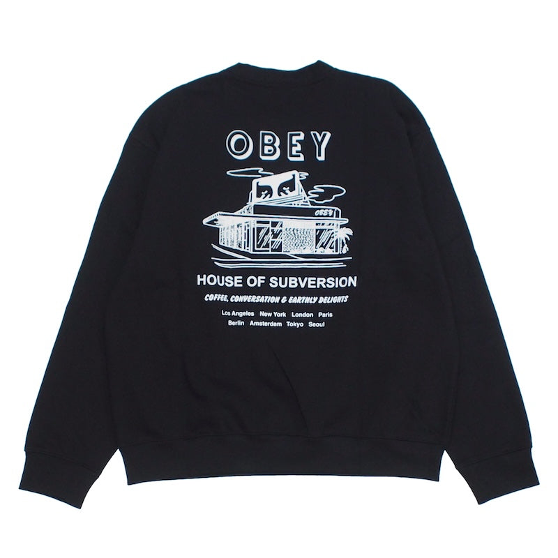 OBEY　クルースウェット　"HOUSE OF SUBVERSION PREMIUM CREWNECK SWEAT"　(Black)