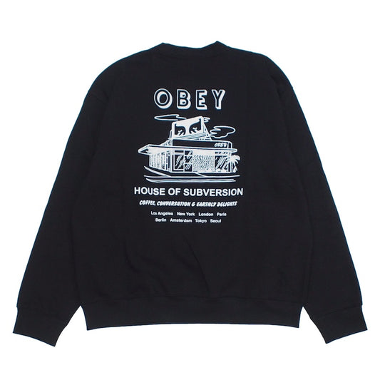OBEY　クルースウェット　"HOUSE OF SUBVERSION PREMIUM CREWNECK SWEAT"　(Black)