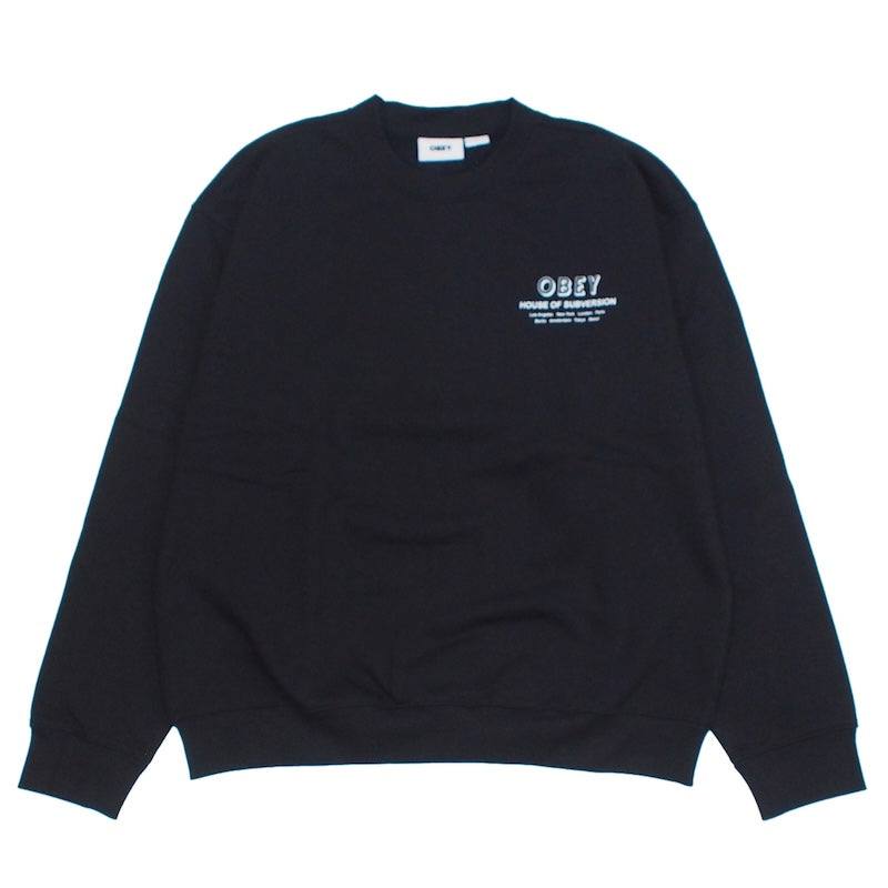 OBEY　クルースウェット　"HOUSE OF SUBVERSION PREMIUM CREWNECK SWEAT"　(Black)