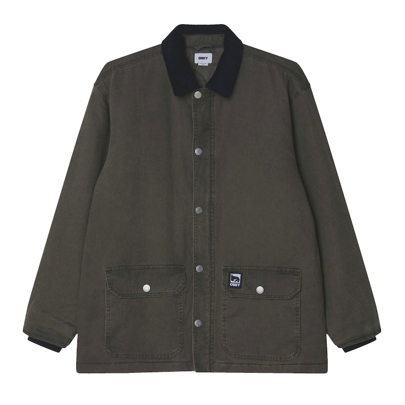 OBEY　ジャケット　"OBEY NORTON BARN COAT"　(Black Olive Faded Wash)