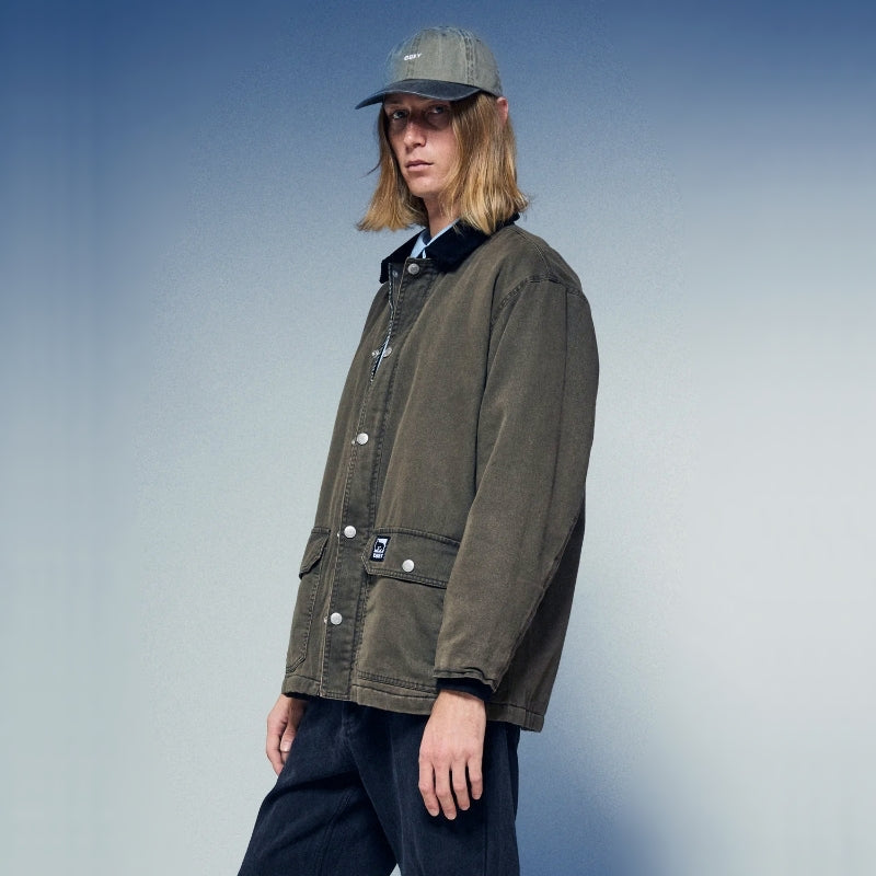 OBEY　ジャケット　"OBEY NORTON BARN COAT"　(Black Olive Faded Wash)