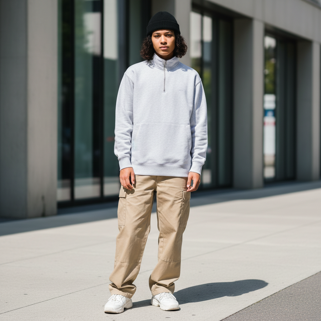 OBEY　ハーフジップスウェット　"ESTABLISHED WORKS BOLD MOCKNECK SWEAT"　(Ash Gray)