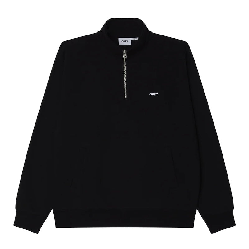 OBEY　ハーフジップスウェット　"ESTABLISHED WORKS BOLD MOCKNECK SWEAT"　(Black)