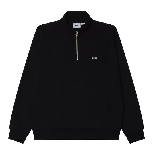 OBEY　ハーフジップスウェット　"ESTABLISHED WORKS BOLD MOCKNECK SWEAT"　(Black)