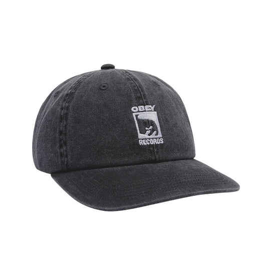 OBEY キャップ PIGMENT OBEY RECORDS 6 PANEL VELCRO BACK CAP ブラック 商品画像 正面