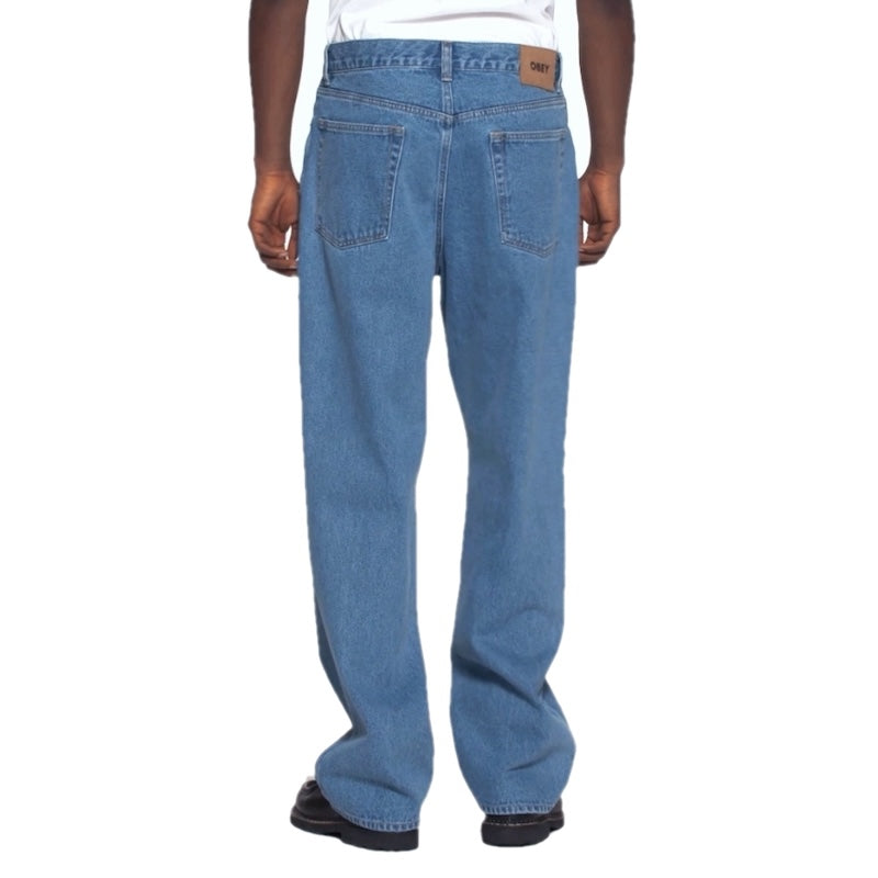 OBEY デニムパンツ CLASSIC BAGGY DENIM ライトインディゴ 着用画像 背面