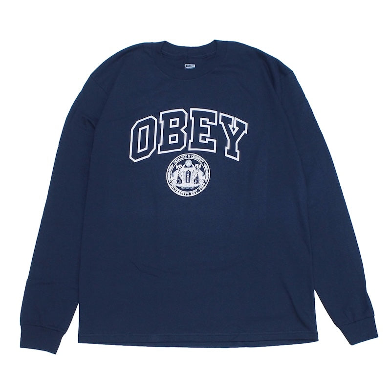 OBEY L/STシャツ UNIVERSITY CLASSIC L/S T-SHIRT ネイビー 商品画像 正面