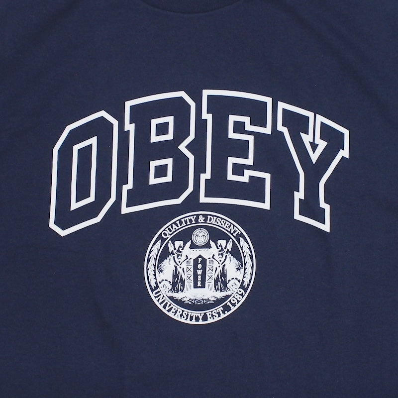 OBEY L/STシャツ UNIVERSITY CLASSIC L/S T-SHIRT ネイビー 商品画像 フロントプリント